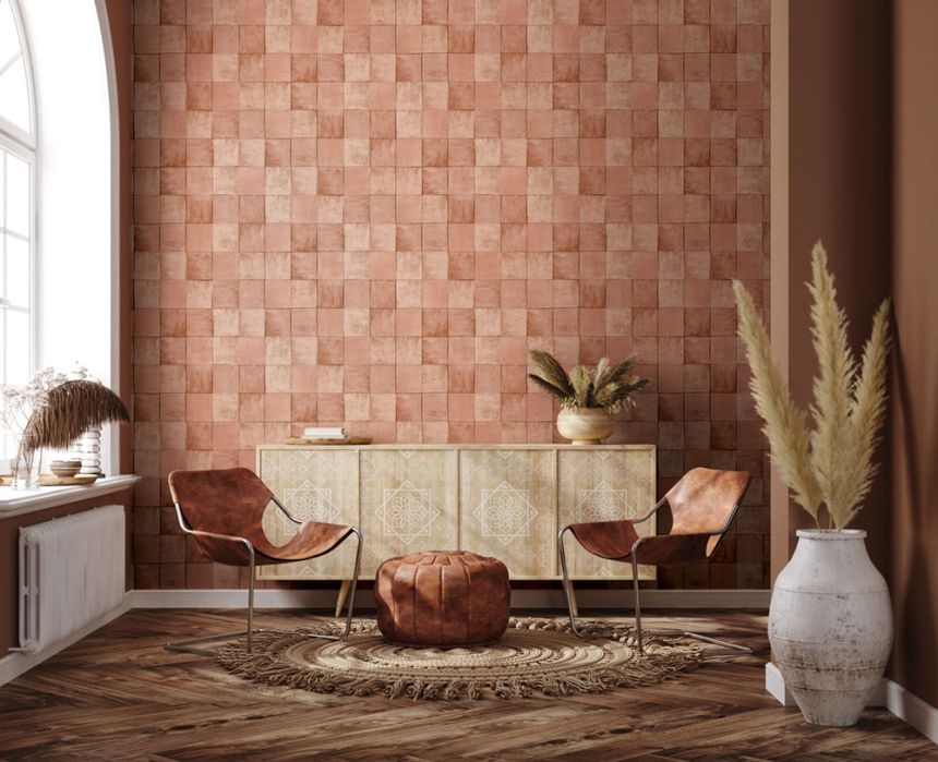 Beige-pink geometric washable wallpaper 45704 Zellige, Marburg