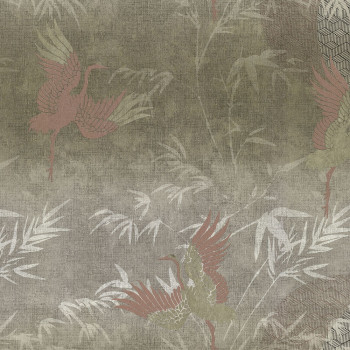 Luxury gray-brown wallpaper with birds 72903, Zen, Emiliana Parati 