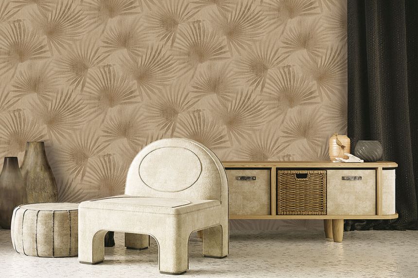 Luxury beige palm leaves wallpaper 72913, Zen, Emiliana Parati 