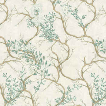 Luxury cream wallpaper, twigs, blooms 72956, Zen, Emiliana Parati 