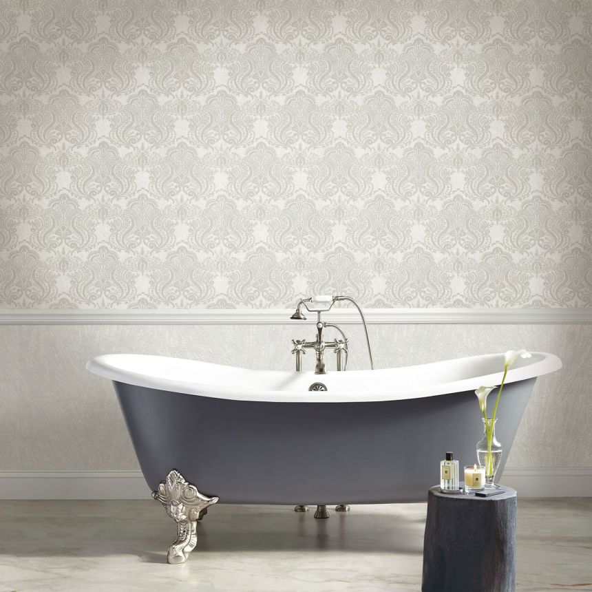 Luxury silver textured non-woven wallpaper, 86086, Valentin Yudashkin 5, Emiliana Parati