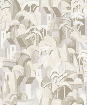 Non-woven wallpaper, landscape with houses,  ILA002, Aquila, Khroma by Masureel