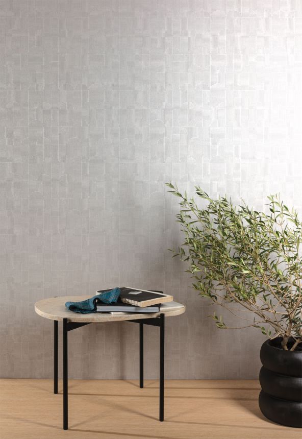 White geometric pattern wallpaper,  ILA402, Aquila, Khroma by Masureel