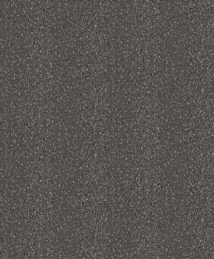 Black wallpaper, imitation tweed striped fabric, ILA605, Aquila, Khroma by Masureel