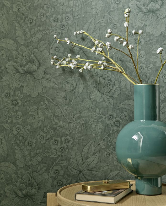 Green floral wallpaper, 333104 Pip Studio 6, Eijffinger