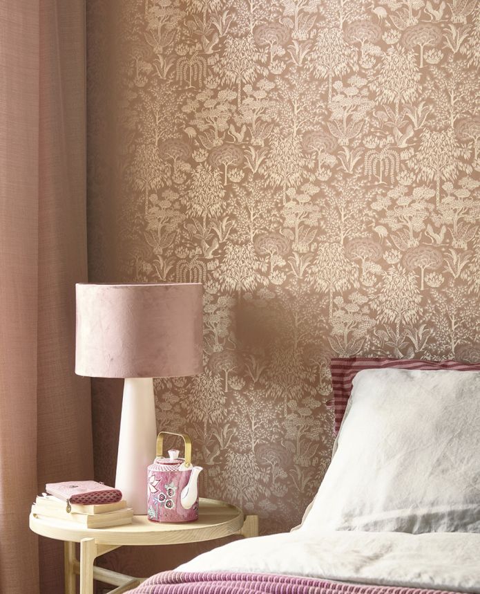 Pink wallpaper with trees, 333113 Pip Studio 6, Eijffinger