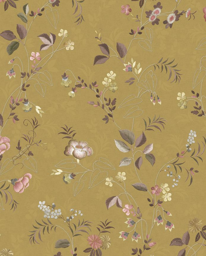 Ocher wallpaper with flowers, 333132 Pip Studio 6, Eijffinger