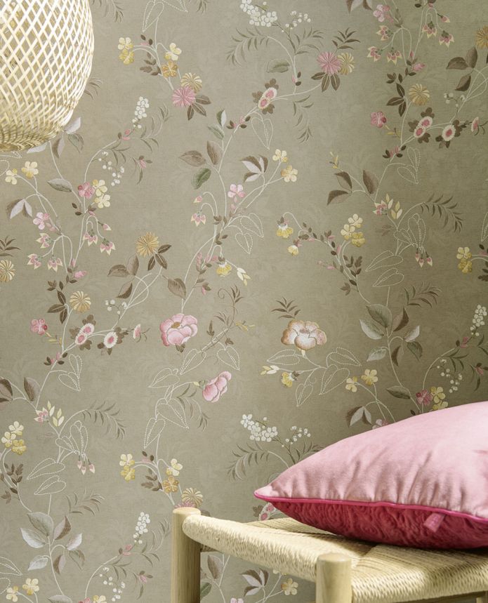 Brown floral wallpaper, 333133 Pip Studio 6, Eijffinger