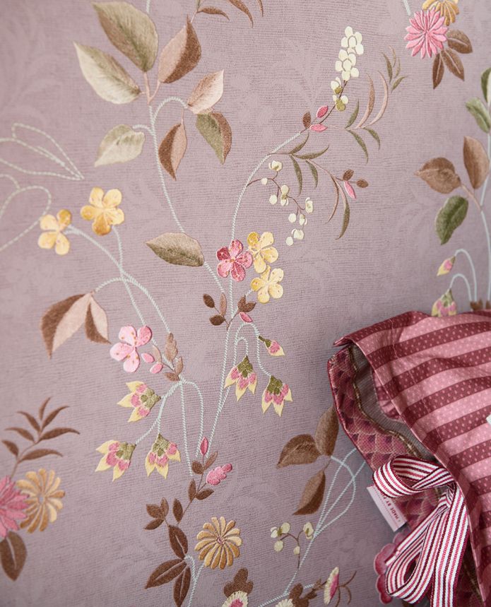 Purple floral wallpaper, 333134 Pip Studio 6, Eijffinger