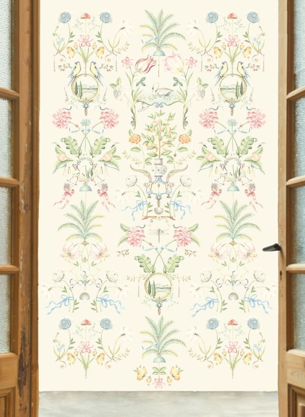 Cream wall mural, flowers, birds, 333162 Pip Studio 6, Eijffinger