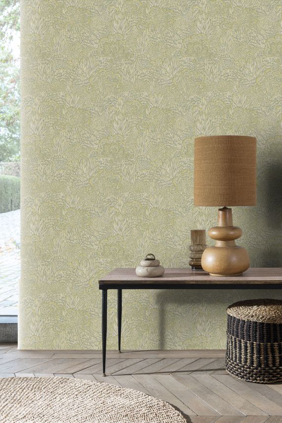 Gold-yellow wallpaper, landscape, trees, BA26061, Brazil, Decoprint