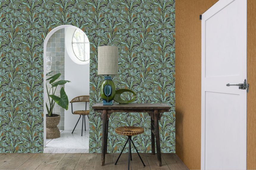 Gray-brown floral wallpaper, BA26072, Brazil, Decoprint