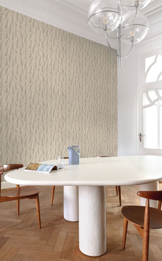 Grey-white wallpaper, leaves, CU3204, Cumaru, Grandeco