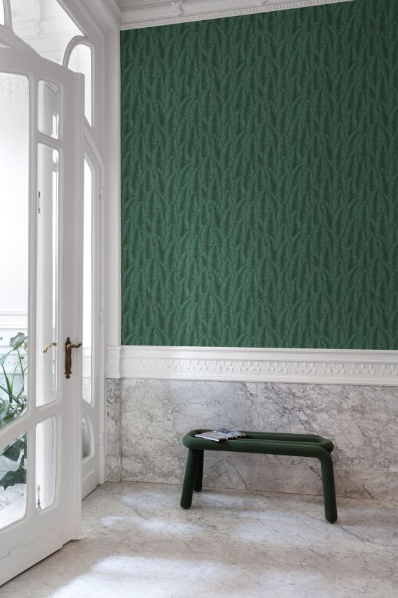 Green wallpaper with leaves, CU3207, Cumaru, Grandeco