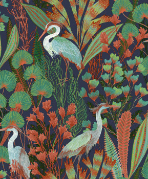 Wallpaper with herons and leaves, A63202 Ciara, Grandeco