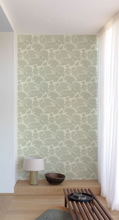 Cream wallpaper with green trees, A63402, Ciara, Grandeco