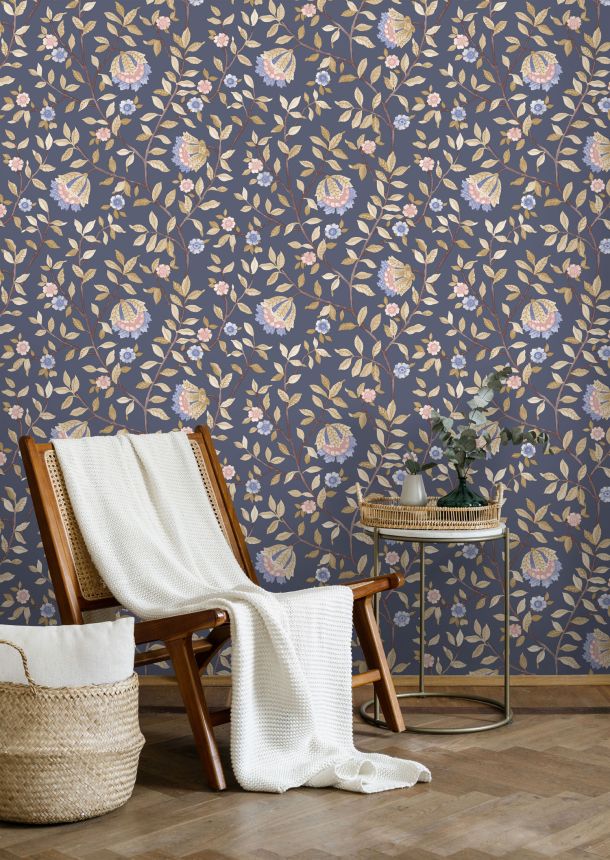 Blue floral wallpaper, B19981D, Botanique, Ugepa