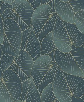 Green-gold wallpaper with leaves, B21204  Botanique  Ugepa