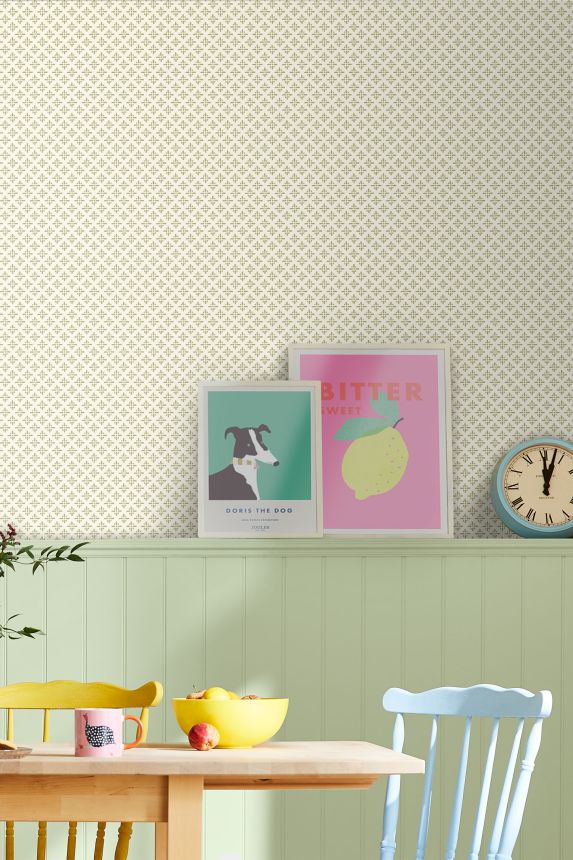 Green-beige geometric wallpaper, 118580, Joules, Graham&Brown