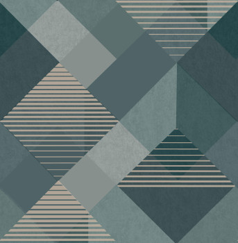 Green-gold geometric pattern wallpaper, 118687, Vavex 2025