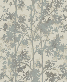 Metallic silver floral wallpaper, MD7141, Modern Metals, York