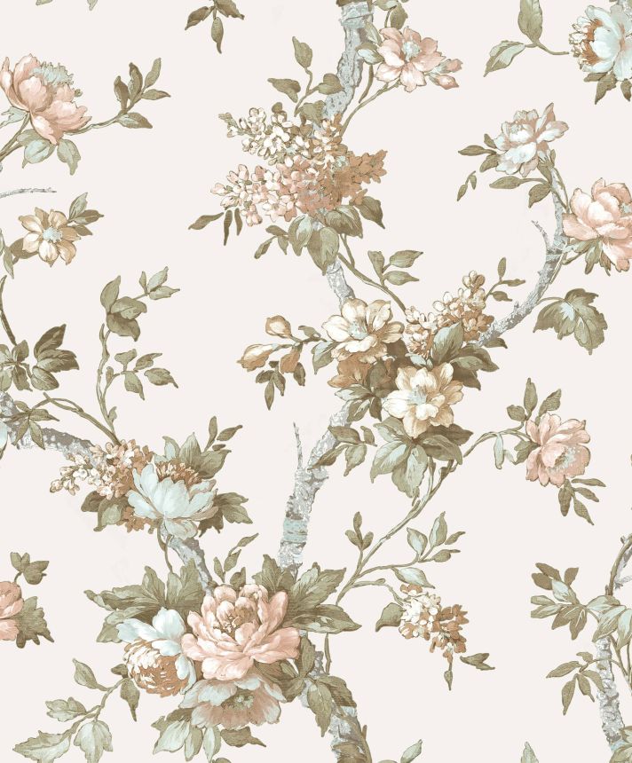 White non-woven floral wallpaper, 84000, Blooming Garden, Cristiana Masi by Parato