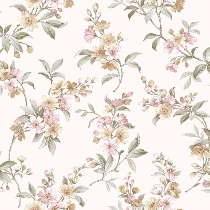 White non-woven floral wallpaper, 84004, Blooming Garden, Cristiana Masi by Parato