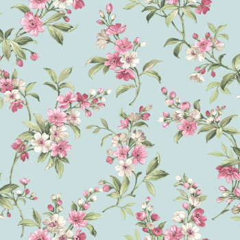 Pale blue non-woven floral wallpaper, 84006, Blooming Garden, Cristiana Masi by Parato