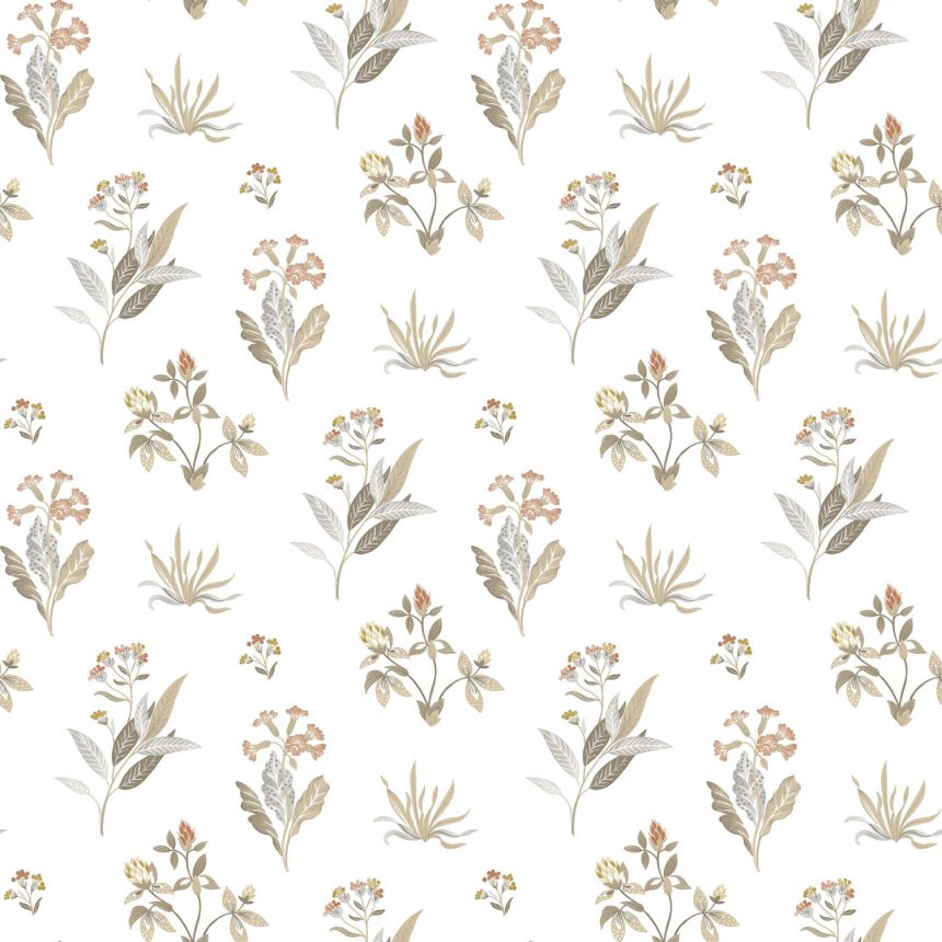 White wallpaper with floral pattern, 84010, Blooming Garden, Cristiana Masi by Parato