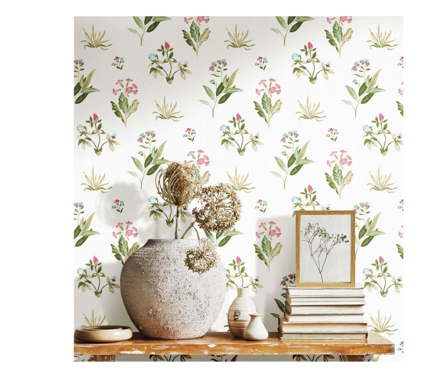 White wallpaper with floral pattern, 84010, Blooming Garden, Cristiana Masi by Parato