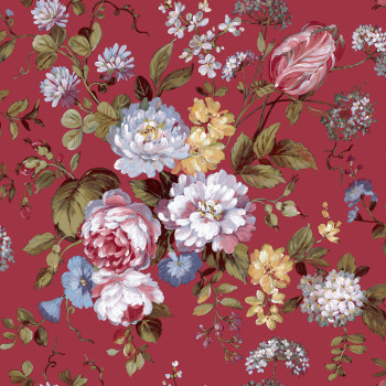 Wine red non-woven floral wallpaper, 84022, Blooming Garden, Cristiana Masi by Parato