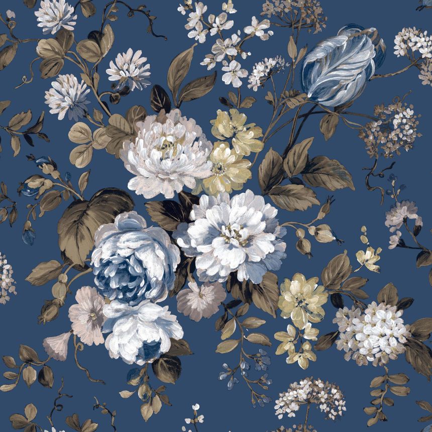 Blue non-woven floral wallpaper, 84023, Blooming Garden, Cristiana Masi by Parato