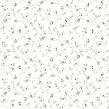 White non-woven floral wallpaper, 12331, Fiori Country, Parato