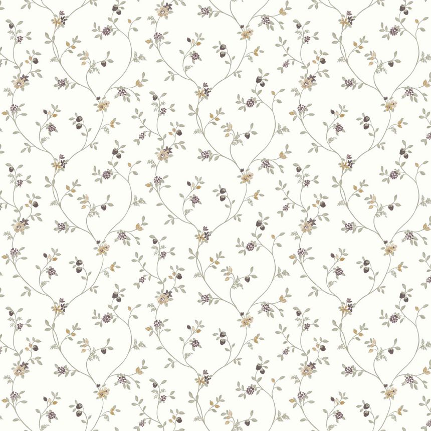 White non-woven floral wallpaper, 12333, Fiori Country, Parato