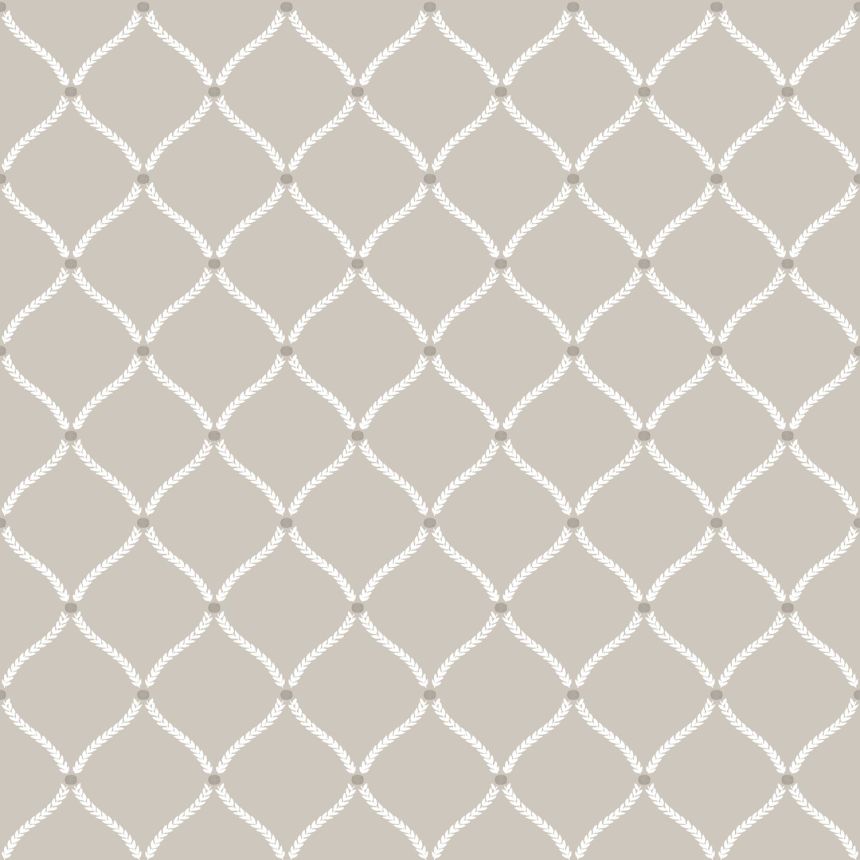 Gray wallpaper with white ornaments, 12359, Fiori Country, Parato