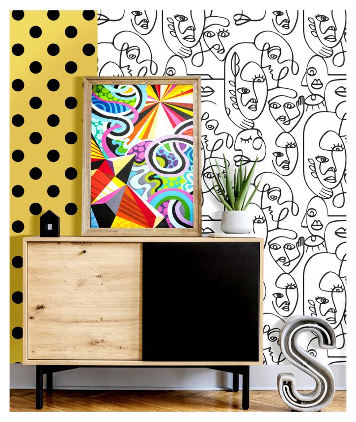 Black and white graphic wallpaper, 16619, Friends & Coffee, Cristiana Masi by Parato