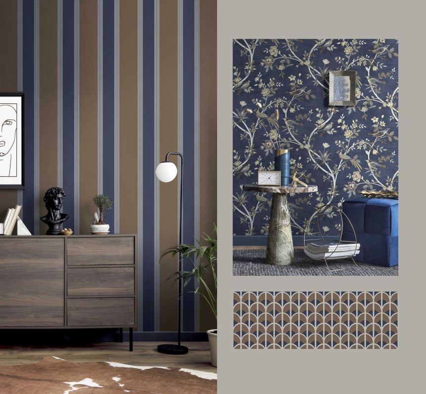 Blue-beige striped wallpaper, 28876, Thema, Cristiana Masi by Parato