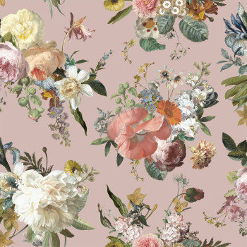 Pink non-woven floral wallpaper, 139367, Vintage Flowers, Esta Home