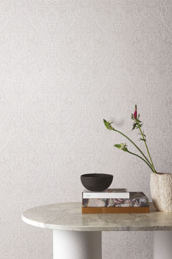 Gray baroque wallpaper, OTH103, Othello, Zoom by Masureel