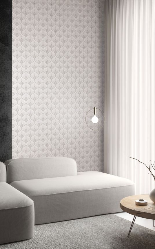 Cream baroque wallpaper, OTH201, Othello, Zoom by Masureel