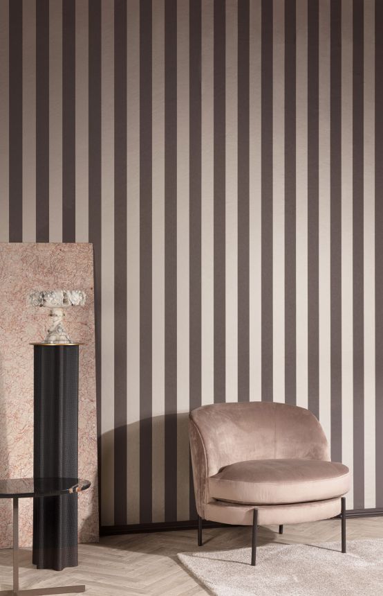 White-gold striped wallpaper, OTH403, Othello, Zoom by Masureel