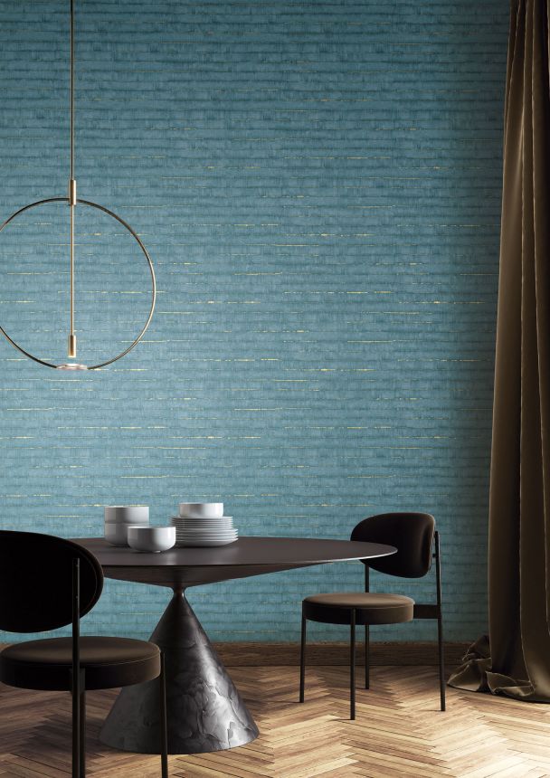 Blue-gold striped wallpaper, SPI501, Spirit of Nature, Khroma by Masureel