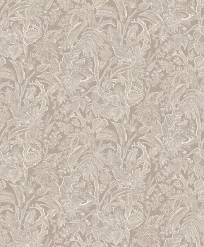 Beige wallpaper with flowers and leaves, SUM504, Summer, Khroma by Masureel