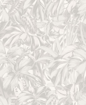 Grey-white wallpaper with leaves, ZEN101, Zen, Zoom by Masureel