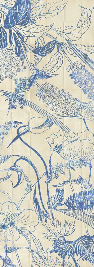 Blue wall mural, Flowers, leaves, DG3LEI1032, Wall Designs III, Khroma by Masureel