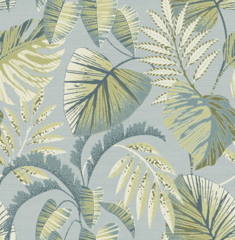 Gray-green wallpaper with tropical leaves, 118297, Next