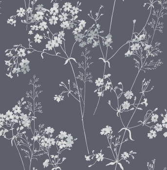 Blue wallpaper with flowers, 120211, Next