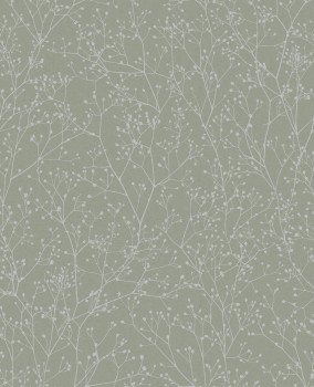 Green-silver wallpaper, flowers, 120388, Wiltshire Meadow, Clarissa Hulse