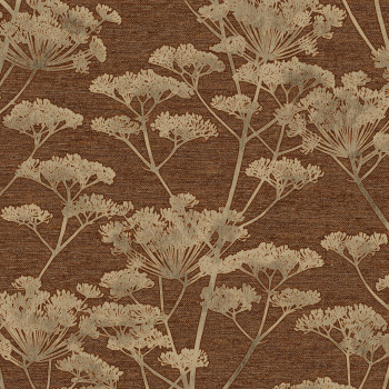 Brick red non-woven wallpaper, grasses, flowers, 120863, Indulgence, Graham Brown Boutique