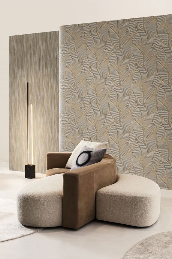 Luxury brown-gold-silver wallpaper, fabric imitation, Z18902, Trussardi 7,Zambaiti Parati